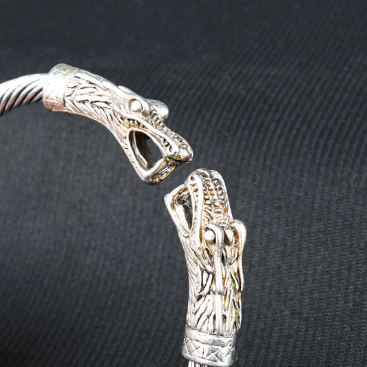 6mm Silver Metallic Dragon Cuff Bangle bracelet -316L