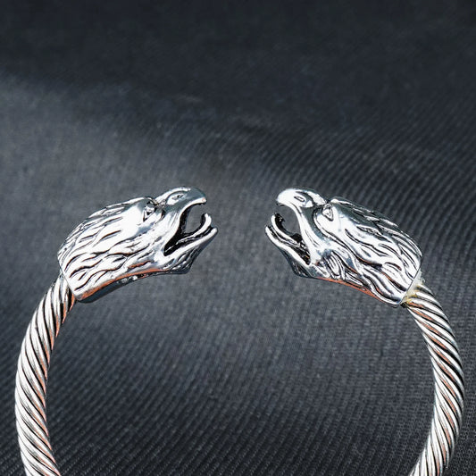 6mm Silver Metallic Eagle Cuff Bangle bracelet -316L