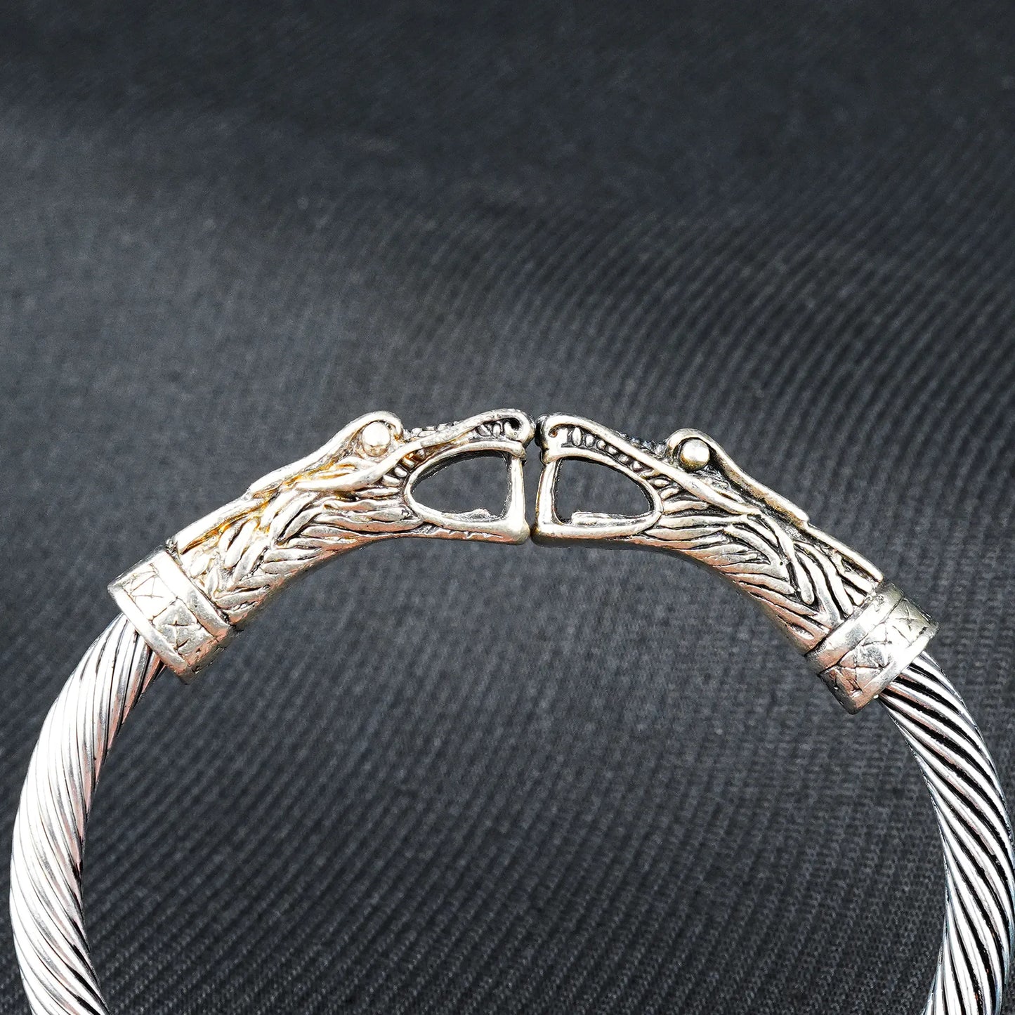 6mm Silver Metallic Dragon Cuff Bangle bracelet -316L