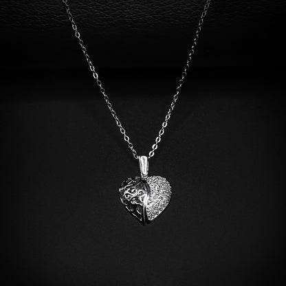 Silver Heart Pendant with Silver Square Box Chain -316L