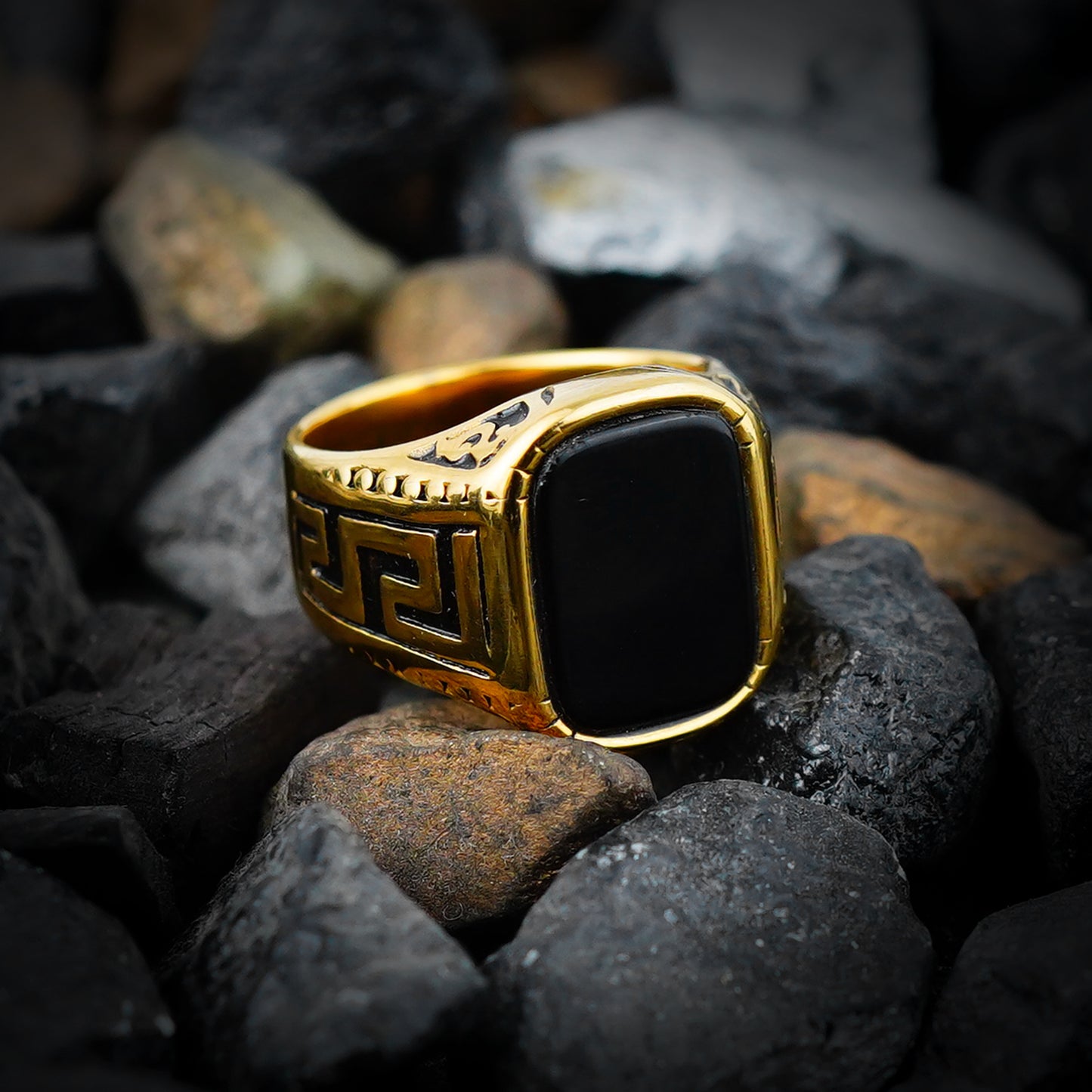 Black Stone Versace Ring-316L