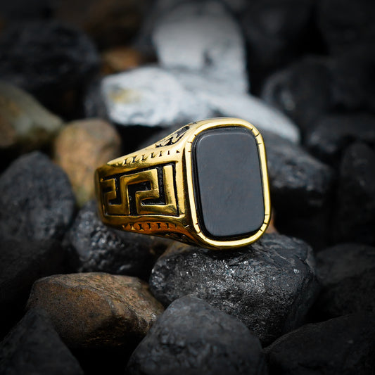 Black Stone Versace Ring-316L