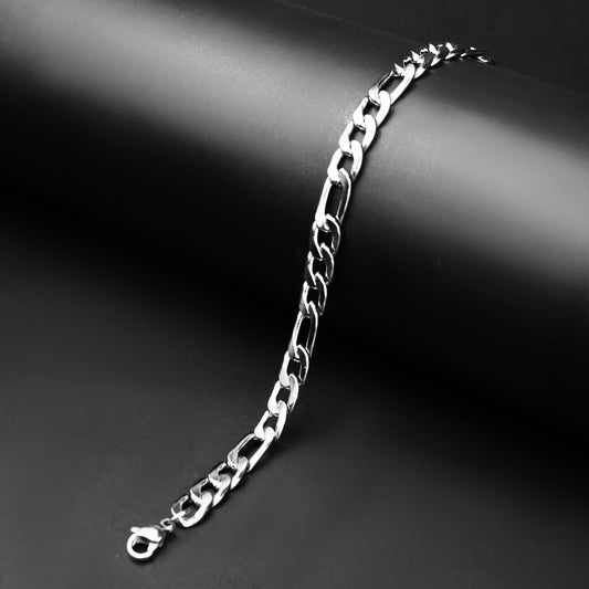 Silver Flex Figaro Chain Bracelet