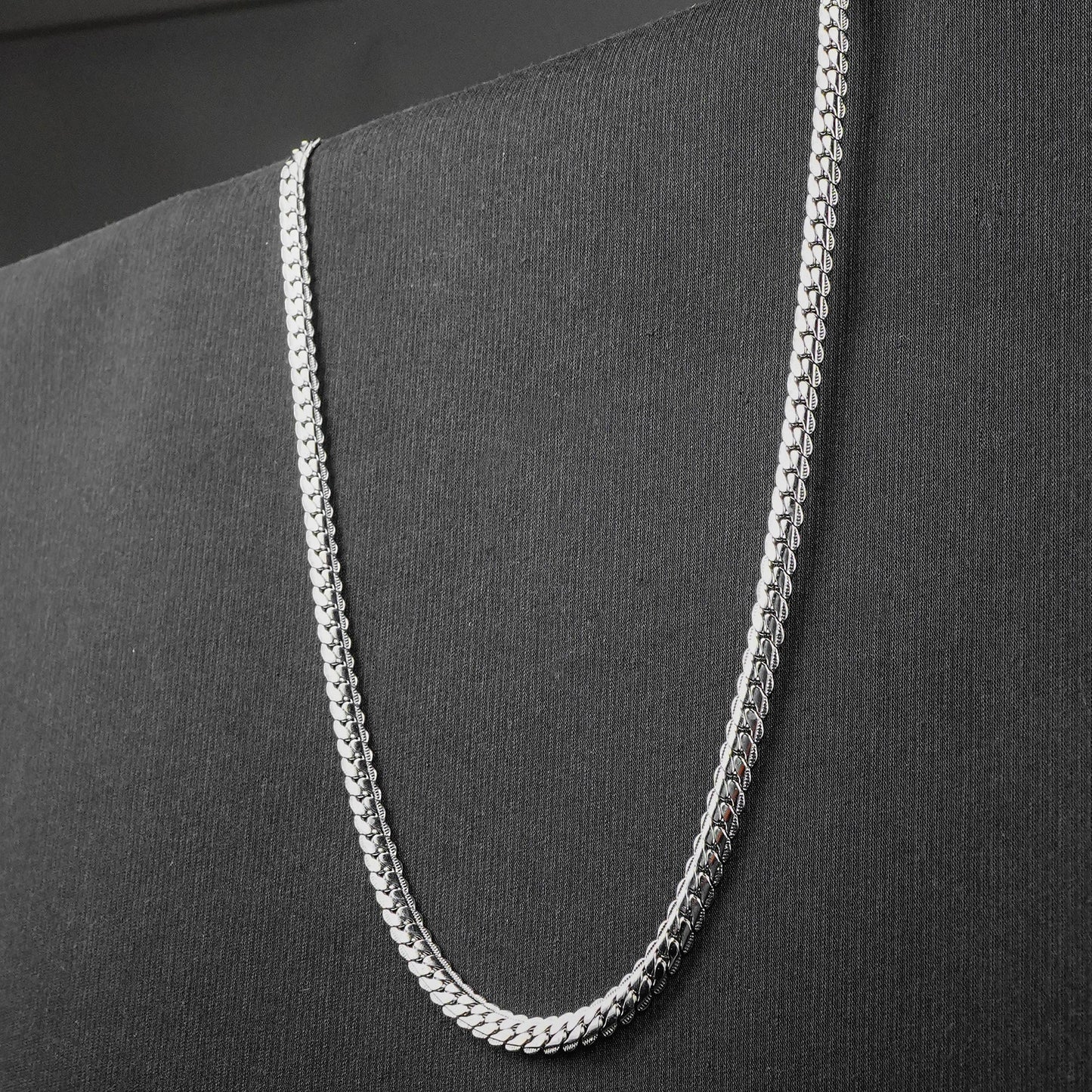 8mm Silver flex Cuban curb chain -316L