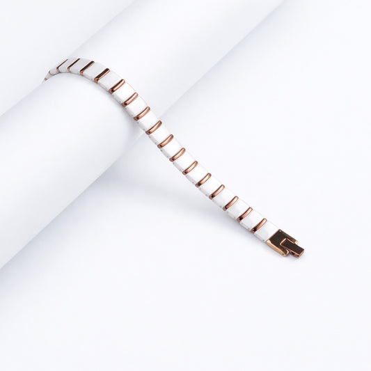 12mm White Rose Gold Ceramic Bracelet