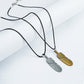 Pair of Flex Golden & Silver Feather pendant with Black rope -316L