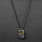 Black Engraving Crown Rectangle pendant with Roundcut chain -316L