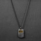 Black Engraving Crown Rectangle pendant with Roundcut chain