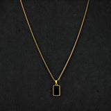 Black Stone Necklace with Golden Roundcut chain -316L
