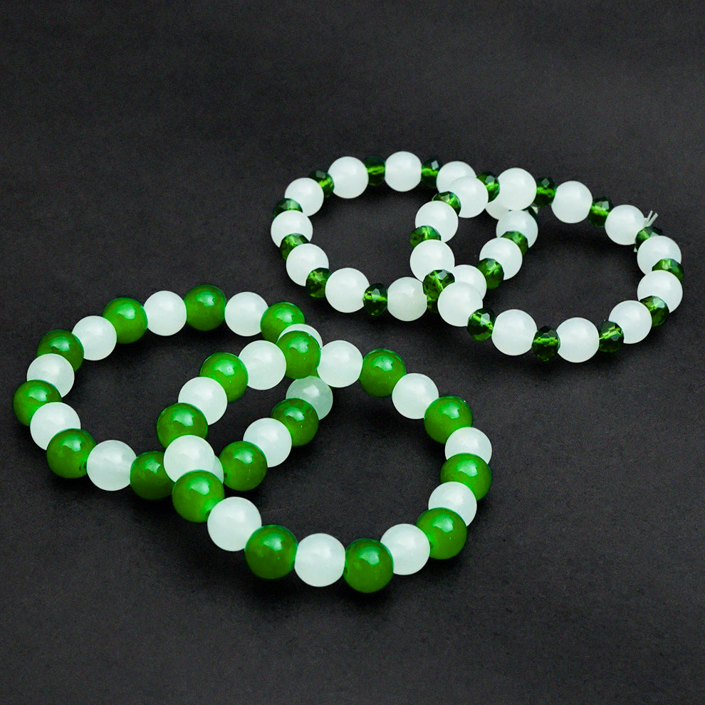 Bundle of 4 Green & White Bracelet