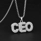 Diamond CEO pendant with silver Roundcut chain -316L
