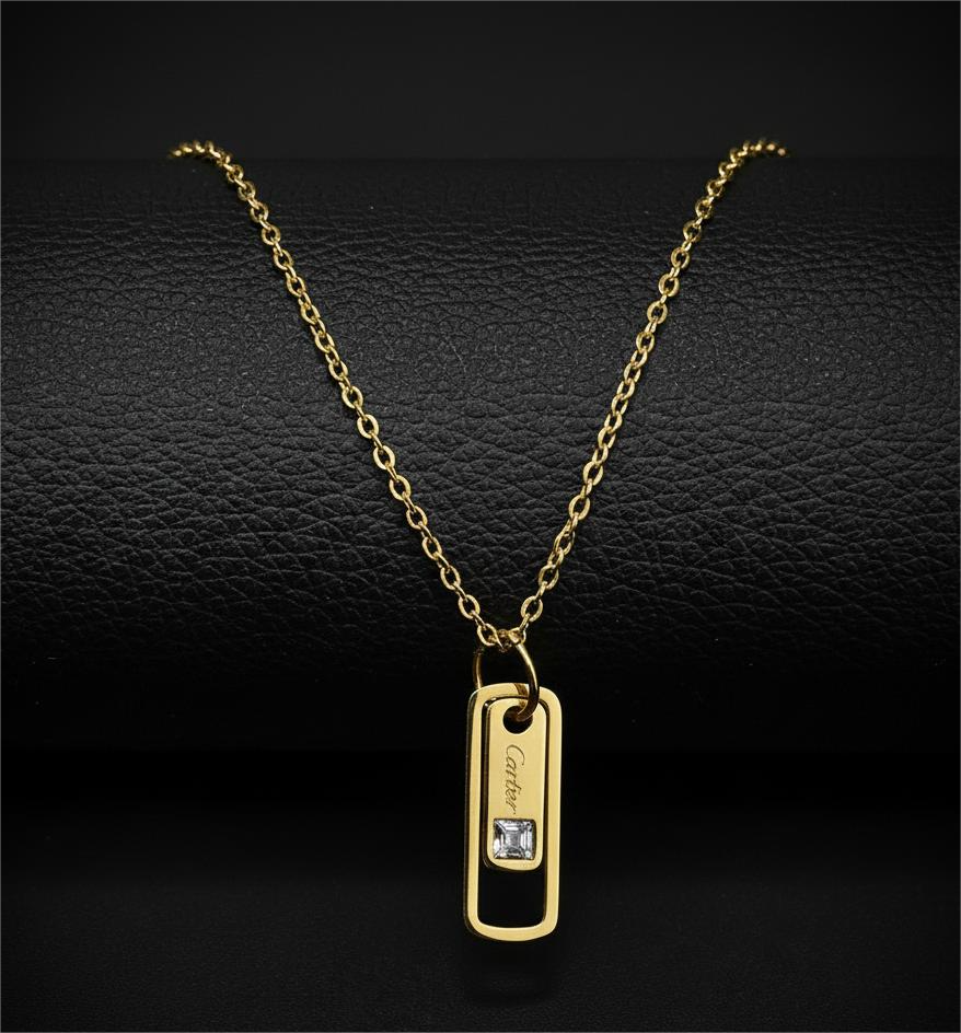 Golden Cartier Pendant with Golden Cable Chain -316L
