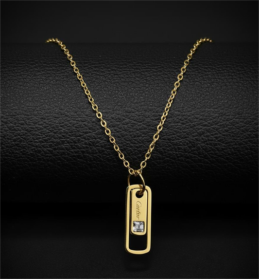 Golden Cartier Pendant with Golden Cable Chain -316L