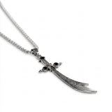 Gemstone Accented Silver Zulfiqar Pendant with Square Box Chain