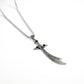 Gemstone Accented Silver Zulfiqar Pendant with Square Box Chain