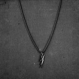 Lightning pendant with Black Roundcut chain -316L