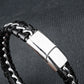 12mm Silver weave leather bracelet -316L