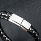 12mm Silver weave leather bracelet -316L