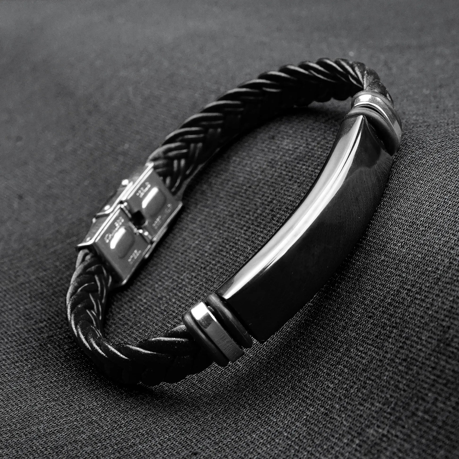 Black Braid Leather Strap Bracelets