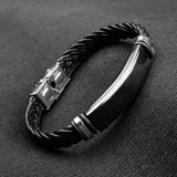 Black Braid Leather Strap Bracelets