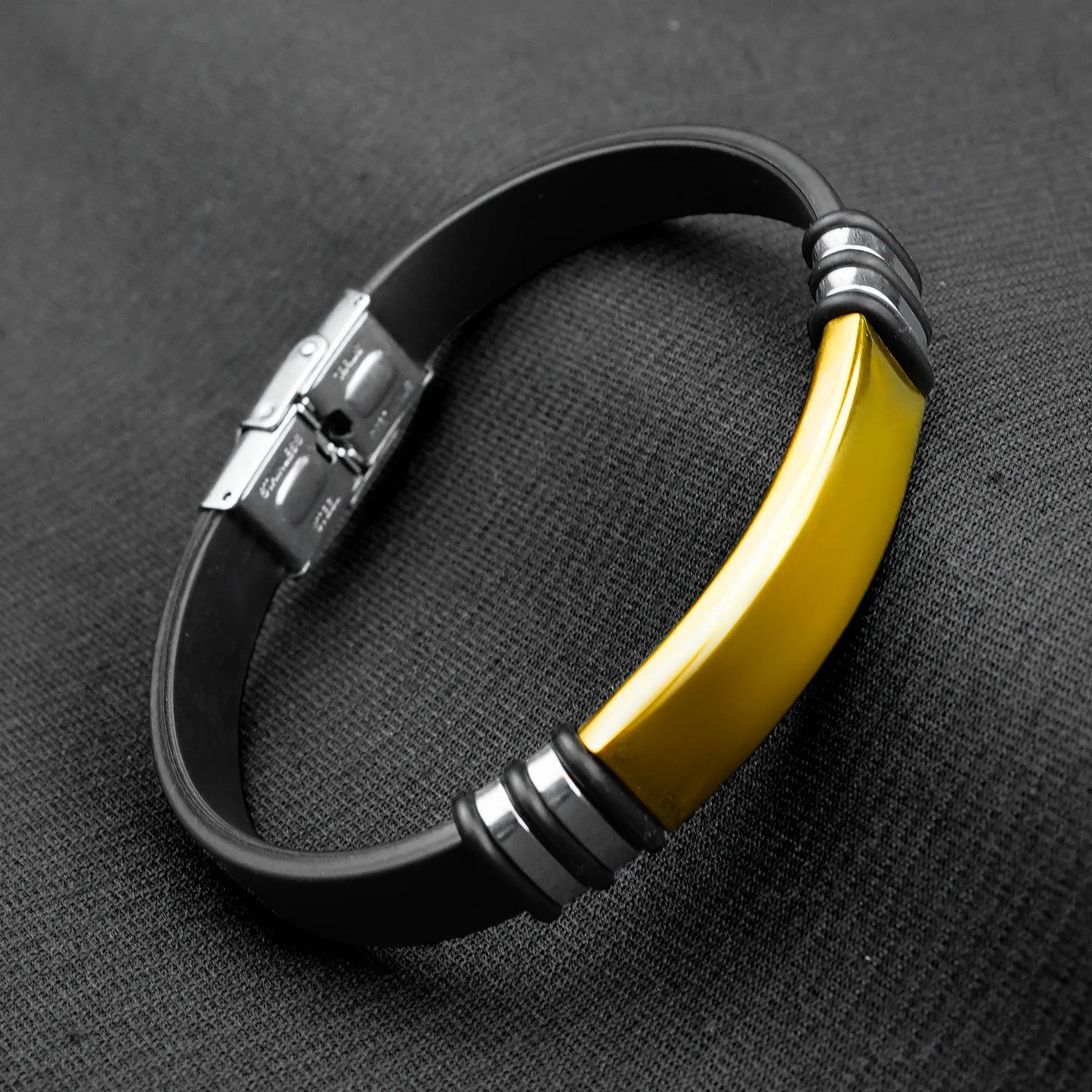 10mm Gold Silicone Strap bracelet -316L