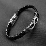 10mm Infinity Leather Braid Strap bracelet -316L