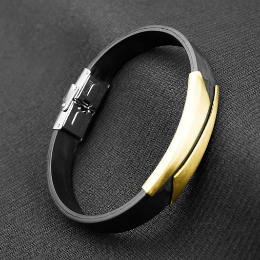 10mm Midnight gold Silicon Strap bracelet -316L