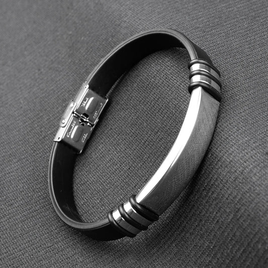 10mm Metallic Silver Silicone Strap Bracelet