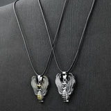 Pair of Silver & Golden Star Wings pendant with Black rope -316L