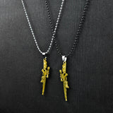 Pair of Golden Rifle pendant with Black & Silver Bead Chain -316L