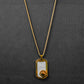 Golden Rectangle crown pendant with Roundcut chain -316L