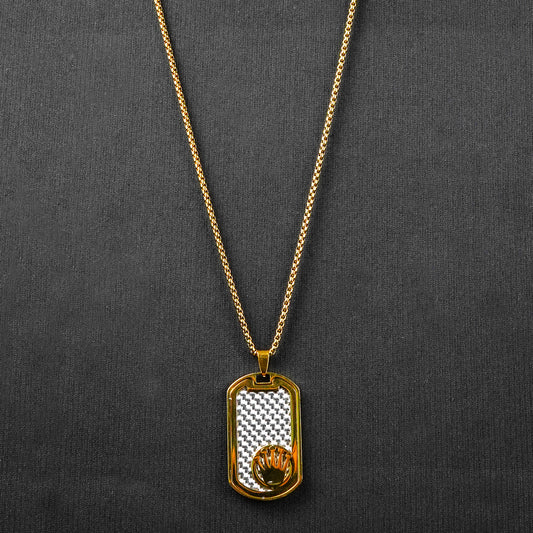 Golden Rectangle crown pendant with Roundcut chain -316L