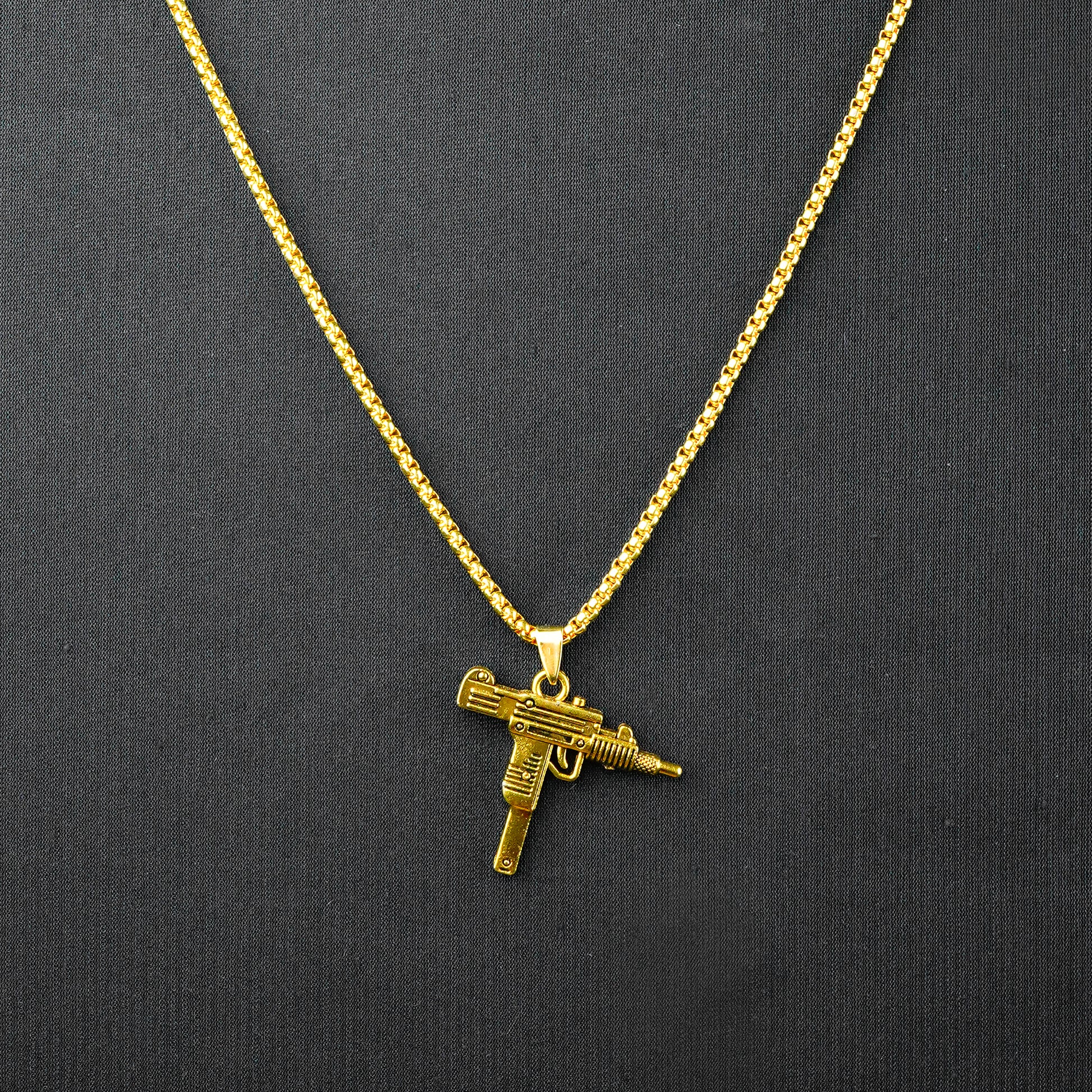 Golden Uzi Gun Pendant