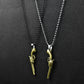 Pair of Golden revolver pendant with Black & silver Bead chain -316L