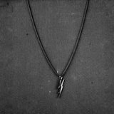 Lightning pendant with Black Roundcut chain -316L