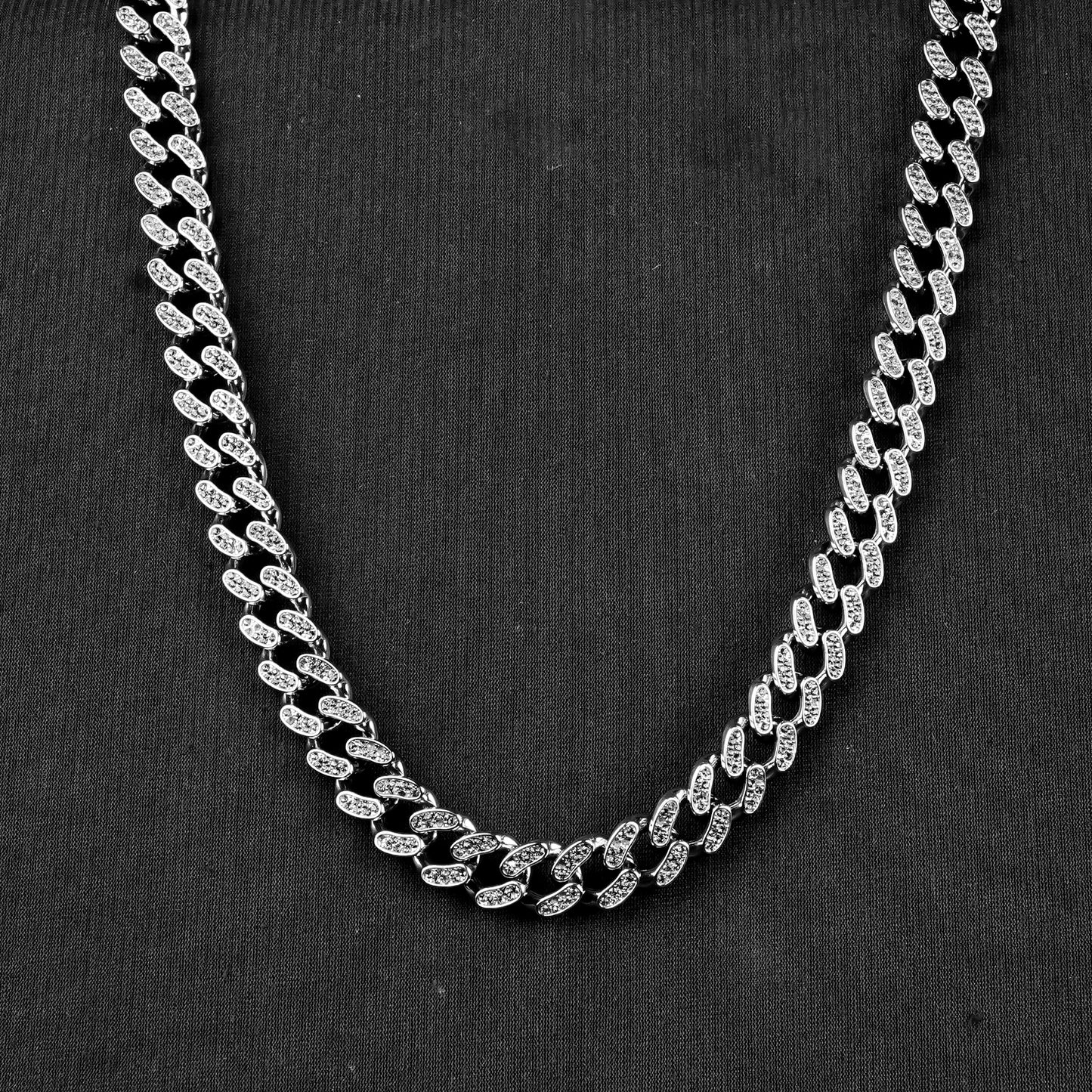 12mm Silver flex Beaded Miami Cuban chain -316L