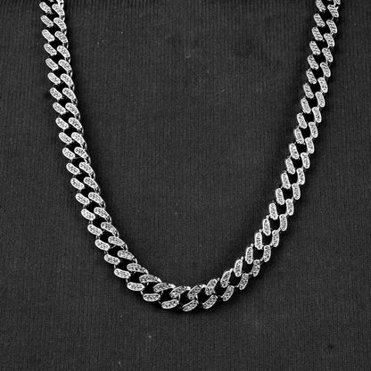 12mm Silver flex Beaded Miami Cuban chain -316L