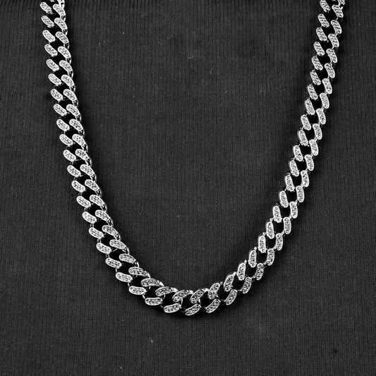 12mm Silver flex Beaded Miami Cuban chain -316L