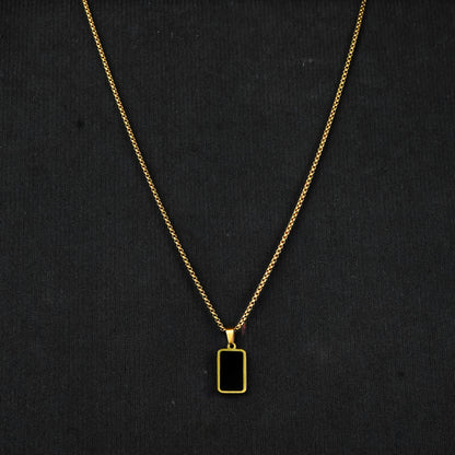 Black Stone Necklace with Golden Roundcut chain -316L