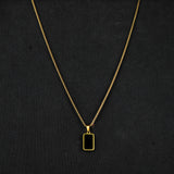 Black Stone Necklace with Golden Roundcut chain -316L