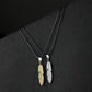 Pair of Golden & Silver Feather pendant with Black rope