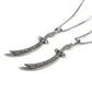Pair of Silver Zulfiqar Sword Necklaces with Square Box Chain