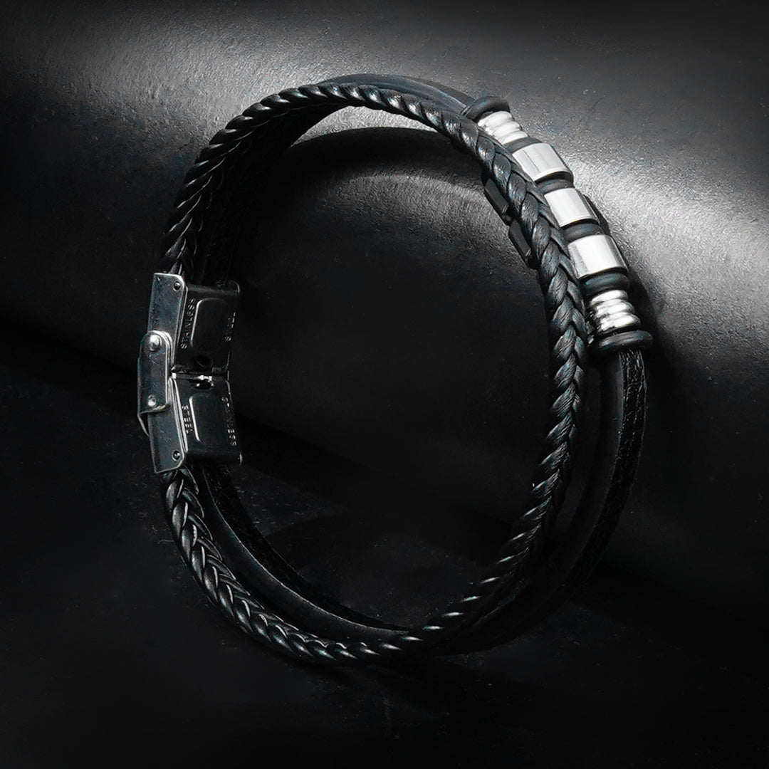 Radiant Double Layer Leather Strap Bracelet