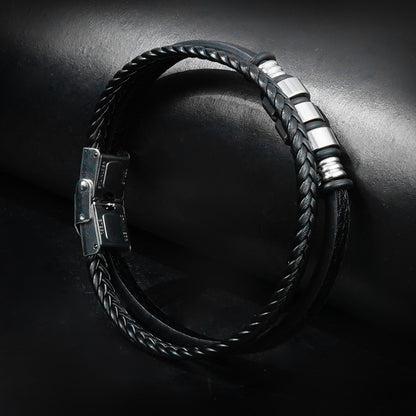 Radiant Double Layer Leather Strap Bracelet