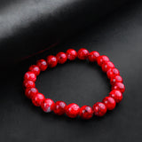 8mm Red Beaded Women Bracelet