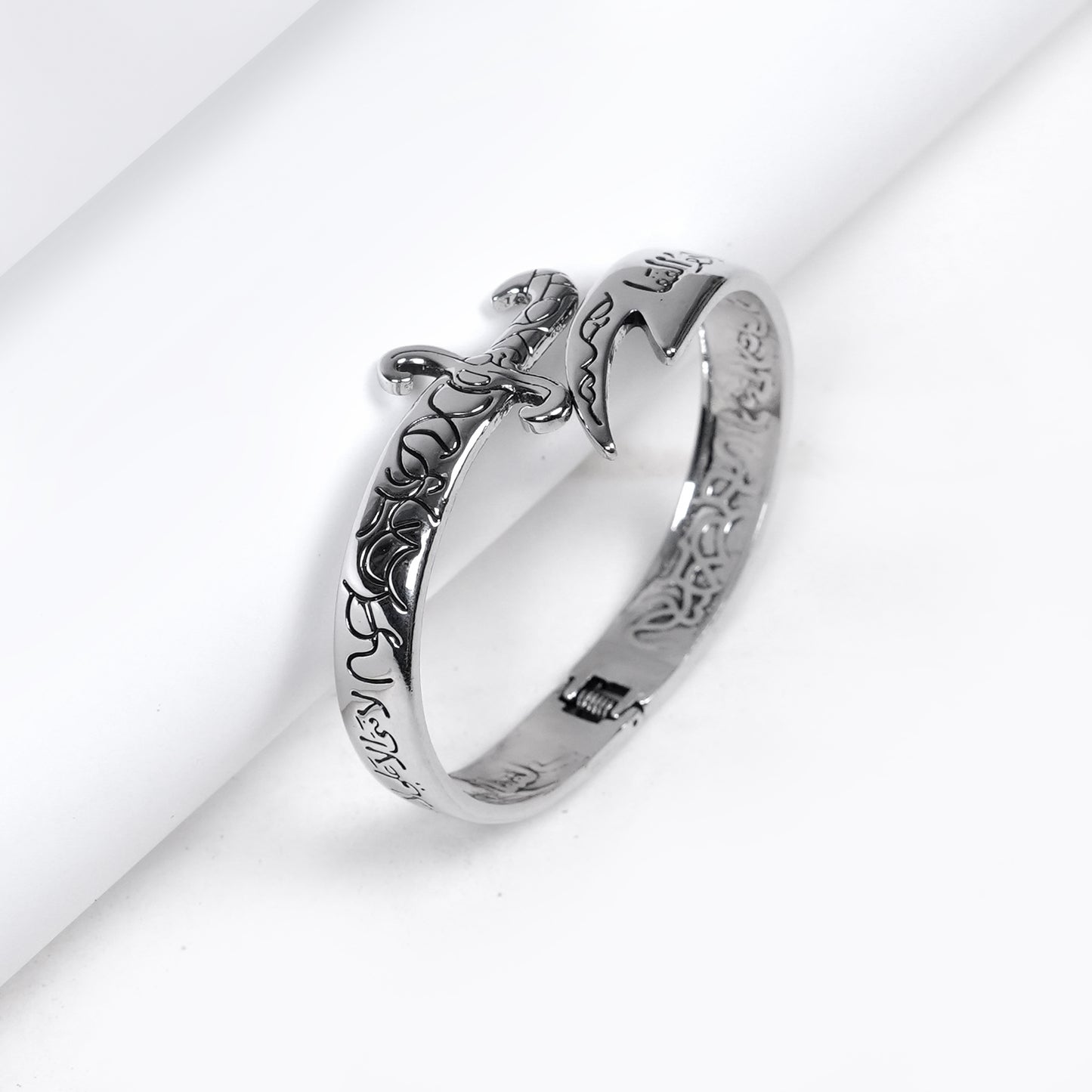 Silver Engraved Zulfiqar Sword Bangle