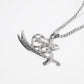 Silver Heart & Imam Ali Calligraphy Zulfiqar Pendant Necklace