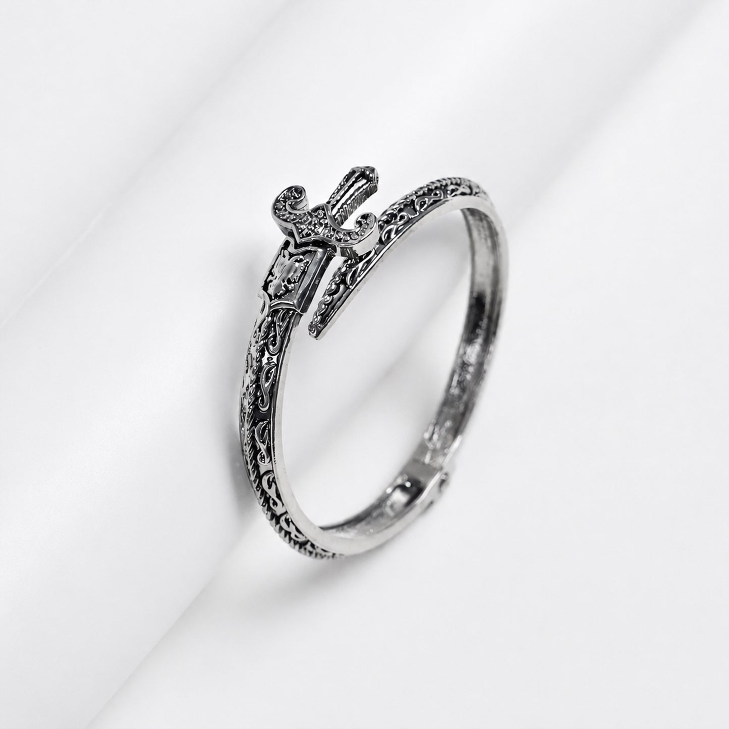 Silver Textured Hilt Zulfiqar Bangle