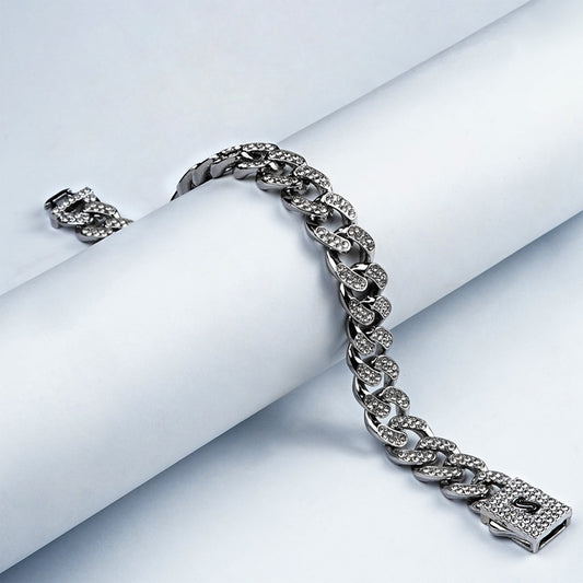 Silver Iced Out Miami Cuban Bracelet