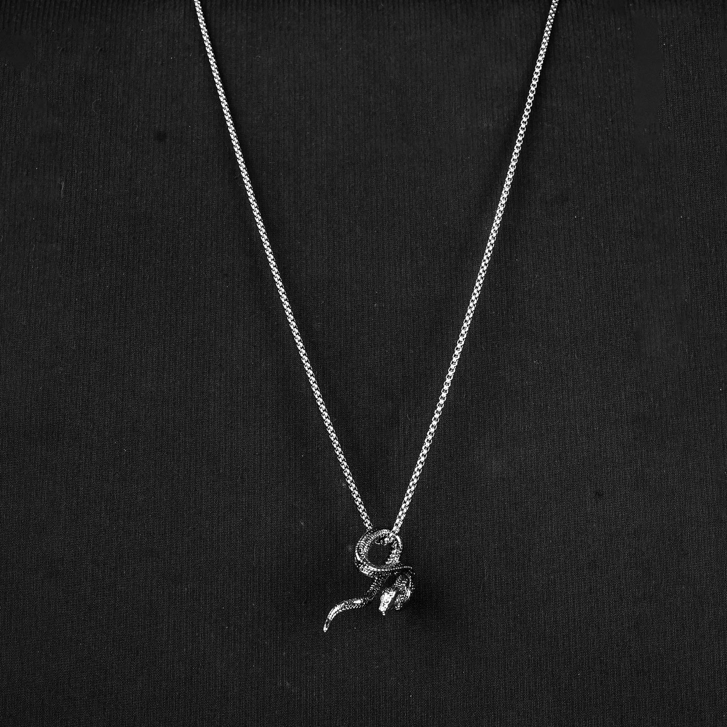 Silver Serpent pendant with Golden Roundcut chain -316L
